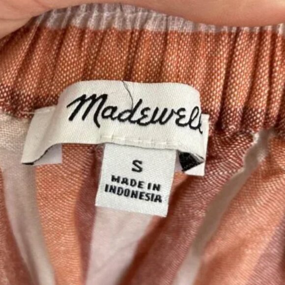 MADEWELL Pull-On Wrap Linen Midi Skirt in Stripe SZ S - Picture 6 of 6